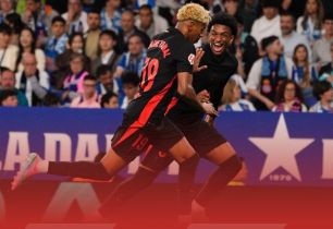 西甲-巴萨2-0西班牙人提前2轮西甲夺冠 亚马尔世界波+传射