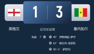 友谊赛-英格兰1-3遭塞内加尔逆转 凯恩破门 贝林厄姆进球被吹