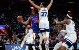 NBA-博扬27+6戈贝尔空砍两双 贝31分 活塞135-118终结森林狼4连胜